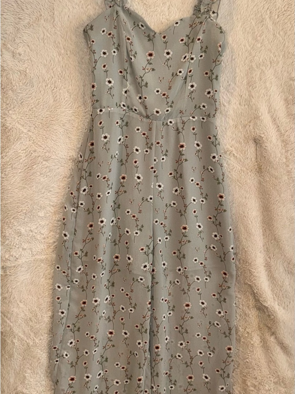Miami Bluish Grey Floral Sweetheart Wide-Leg Jumpsuit - Picture 3 of 8